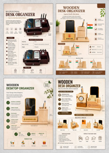 Custom Logo Print Wooden <b>Desk</b> Organizer <b>Phone</b> Holder Pen <b>Stand</b> Card Holder Clock Model Number Wooden <b>Desk</b> Organizer for <b>Desk</b> - Product Image 2