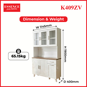 Meuble de cuisine moderne Essence K409ZV avec panneaux de particules et MDF, plateau de table, tiroir, étagère de boulanger, support pour micro-ondes, chêne blanc, noyer - Product Image 6