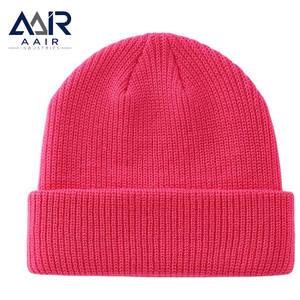 Bonnet en tricot acrylique bleu avec revers côtelé, chapeau d'hiver, logo personnalisé, casquette décontractée pour l'extérieur - Product Image 5