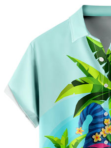 Chemises décontractées pour hommes à manches courtes, boutonnées, en satin hawaïen, tricotées, respirantes, en polyester/coton, séchage rapide, personnalisables OEM - Product Image 3