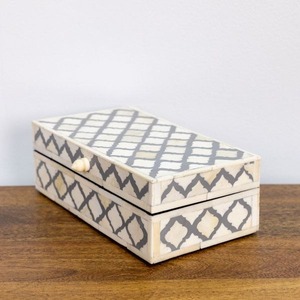 Minimalist Rectangular <b>Cardboard</b> Storage <b>Box</b> With Lid Black <b>White</b> Triangle Pattern Decorative Container For Home Sundries - Product Image 2