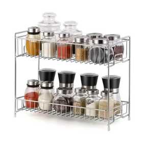 Organizador de especias extraíble de 2 niveles, estante deslizante para debajo del gabinete, estante de almacenamiento metálico tipo cajón, soporte para especias para la despensa de la cocina - Product Image 3