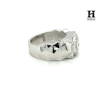 Anillo de lujo para hombre con diamante hexagonal cultivado en laboratorio, solitario geométrico, banda de compromiso, estilo hip hop, anillo de pinky con incrustaciones de diamantes.