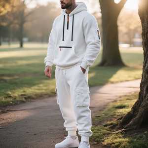 Tracksuits 2 Piece Hoodie Cargo Sweatpants Set Fleece Sweatsuits Casual Athletic Jogging Suit for Men 1/4 <b>Zip</b> Closure with Hood - Product Image 4