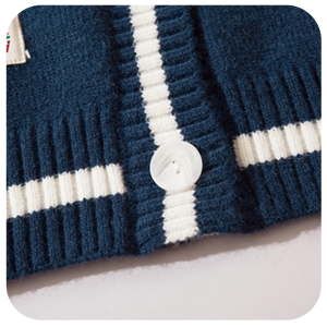 เสื้อคาร์ดิแกนทรงคลาสสิก ระบายอากาศได้ดี คอวี ติดกระดุม ลายทาง สไตล์นักกีฬา สำหรับตลาดยุโรป - Product Image 4