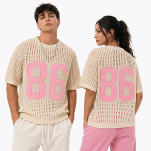 เสื้อเจอร์ซีย์ถักตาข่ายแบบยูนิเซ็กซ์ แขนสั้น ระบายอากาศดี แฟชั่นฤดูร้อน เสื้อลำลอง สตรีทแวร์ เสื้อกีฬาถัก OEM ODM - Product Image 3
