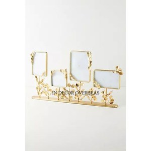 Cadre photo rectangulaire en métal plaqué or de haute qualité, motif branche d'olivier, gaufré, horizontal, pour décoration de maison, hôtel, luxe. - Product Image 3