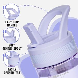 Borraccia in Tritan Viola Senza BPA con Cannuccia, Design Anti-Perdita per Viaggi, Casa, Scuola - Product Image 2
