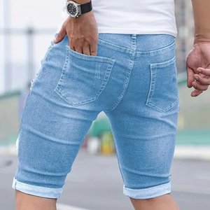 Jeans en denim déchiré vintage de haute qualité, coupe droite, grande taille, pour hommes, été, broderie, jeans courts délavés, vente en gros - Product Image 2