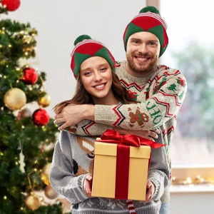 Bonnet en tricot de Noël personnalisé avec logo unisexe, bonnet en laine 100% respirant et imperméable, bonnet de Noël tricoté - Product Image 5
