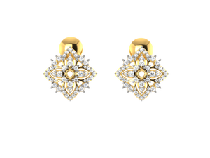 Pendientes de tuerca florales chapados en oro con circonita cúbica para mujer, elegantes joyas nupciales hechas a mano, producto a granel - Product Image 3