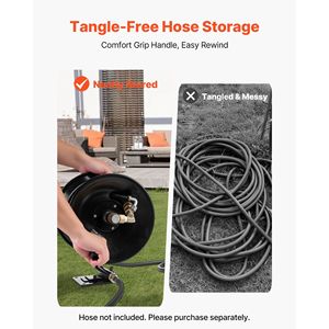 Avvolgitubo per Idropulitrice in Acciaio Rinforzato da 15 Metri x 3/8 Pollici, Montabile a Parete/Pavimento/Su Camion, con Tubi e Avvolgitori da Giardino da 4000 PSI - Product Image 2