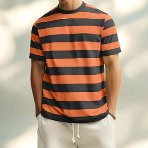 เสื้อเชิ้ตลายทางผู้ชาย เสื้อยืดแขนสั้น คอกลม ผ้าฝ้าย น้ำหนักเบา ใส่สบาย เหมาะกับทุกวัน ทันสมัย - Product Image 3