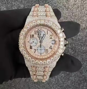 Montre en quartz sertie de diamants Moissanite Diamond Glow Apex pour homme, montre-bracelet élégante et luxueuse pour homme, montre de luxe scintillante de qualité supérieure - Product Image 1