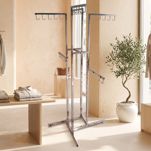 Présentoir à vêtements pliable moderne en métal Bros, support de présentation de vêtements portable robuste à plusieurs niveaux pour la vente au détail - Product Image 4