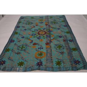 Lavinas Handmade Kantha Suzani <b>Quilt</b> Vintage Cotton Floral Embroidery Bedspread Boho Indian <b>Throw</b> Blanket Bedding Eco-Friendly - Product Image 3