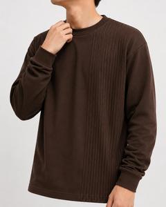 Suéter de Punto para Hombre, Cuello Redondo, Manga Larga, Color Marrón, Corte Regular, Informal, Color Sólido, Invierno, 100% Algodón, Secado Rápido - Product Image 1