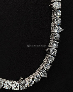 RB Gems Lujoso Collar de Cadena de Tenis Unisex Estilo Hip Hop con Diamantes Cultivados en Laboratorio de Corte Brillante, Bañado en Plata, Certificado IGI - Product Image 3