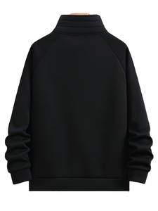 Men's Fashion Raglan Sleeve Half-<b>Zip</b> Open Neckline Autumn/Winter Casual Versatile Regular Sleeve 100% Cotton Fleece Sweatshirt - Product Image 2