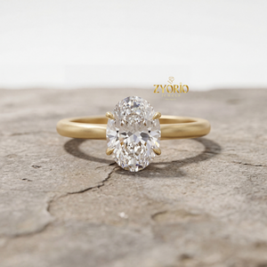 Oval Cut Lab Grown Diamond VVS2 Clarity 1 Carat Engagement Wedding Party <b>Ring</b> 925 <b>Silver</b> Matte Finish Domed <b>Solitaire</b> Band - Product Image 2