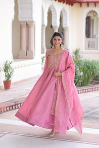 Vestido Anarkali Tradicional Indio-Pakistaní, Nuevo, Moderno, de Diseñador, de Manga Larga, Hermoso y Casual para Mujer, en Oferta - Product Image 6