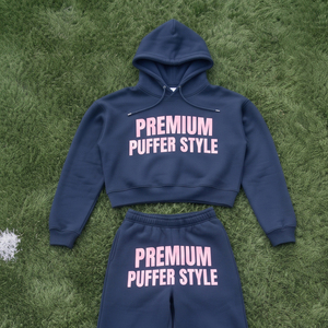 Conjunto de chándal de forro polar suave y holgado de 450 g/m², con sudadera corta con capucha y pantalones de chándal acampanados, de forro polar de alto gramaje - Product Image 3