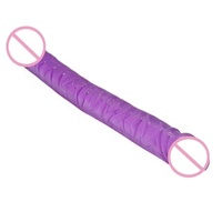 Estimulador sexual realista de silicona de doble extremo transparente para lesbianas, juego anal, Dong largo Flexible con función de doble cara, consolador suave