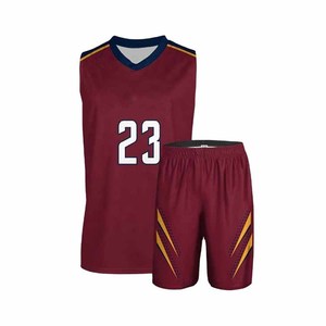 Conjunto de Camiseta y Pantalones Cortos de Baloncesto Sublimados Personalizados, Color Granate con Número 23, Cuello en V, Sin Mangas, Absorbe la Humedad, para Hombre - Product Image 2