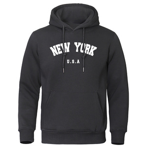 NEW YORK Letter U.S.A <b>City</b> Print Hoody <b>Men</b> Fashion Casual Long Sleeves Hooded Loose Oversize Pullover <b>Hoodie</b> Street Sweatshirt - - Product Image 3