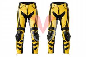 Chaqueta de Motocicleta de Cuero Amarillo y Negro, Resistente al Viento, para Carreras - Product Image 2