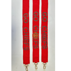 Sangle de sac à main brodée de perles rouges et dorées Go Chiefs avec crochet pivotant, accessoire d'épaule pour sac à main, vente en gros directe usine - Product Image 4