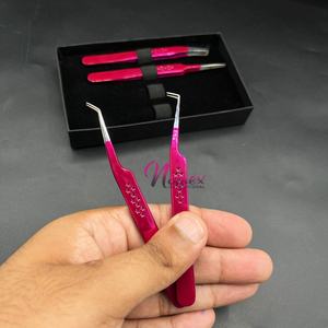 Pince à épiler pour extensions de cils en acier inoxydable, rose poudré, gravée d'une étoile, antibactérienne, légère, toutes directions - Product Image 6