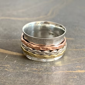 Everyday Wear Three Band Style 925 Silver Unisex <b>Spinner</b> <b>Ring</b> 9.4 Grams Manufactured By Jaipur Silver - Product Image 4