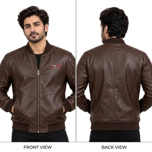 Veste en cuir pour homme, style décontracté, avec fermeture éclair sur le devant et col montant, prix bas, meilleur design, cuir d'agneau de haute qualité - Product Image 6
