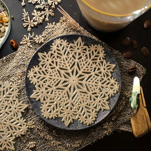 Modern <b>Gold</b> Snow <b>Coasters</b> Eco-Friendly Wood FAIZA CRAFT Household Hotel Western Restaurant Decoration Non-slip Thermal - Product Image 6
