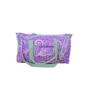 Sac de voyage matelassé vintage 100% coton pur pour femme, imprimé floral indien fait main, léger et grande capacité - Product Image 1