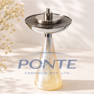 Brûleur d'encens en métal finition perle, design moderne, élégant, artisanal, Bakhoor Oud, résine écologique, aromathérapie, encens indien - Product Image 2
