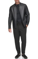 Blouson de motard en cuir élégant et audacieux pour homme, disponible en rouge, noir et marron, style urbain, avec poignets ajustables et fermeture éclair.