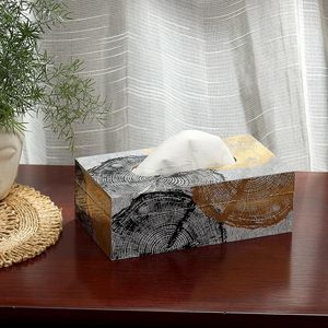 Enamel Print Wood <b>Tissue</b> Box Free Standing Handmade <b>Paper</b> Holder Decorative Tabletop Organizer for Home Gift Giving - Product Image 5