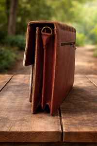 Maletín de Cuero Genuino Hecho a Mano con Pelo de Vaca, Estilo Vintage, para Portátil, Personalizable, LPBH-0004 - Product Image 3