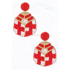 Pendientes de aro de corazón a cuadros rosas hechos a mano, joyería de moda ligera bonita para regalo de fiesta Unisex - Product Image 4