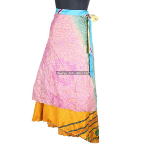 New Party Wear <b>Wrap</b> Around <b>Skirts</b> Reversible Custom Length Size Magic <b>Wrap</b> <b>Skirt</b> Indian Multi Layered Long Silk <b>Wrap</b> <b>Skirts</b> - Product Image 1