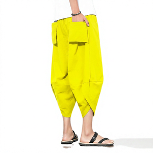 Pantalones de Algodón para Hombre, Diseño Personalizado, Casuales, con Cordón, Cintura Elástica Alta, Ligeros y Holgados - Product Image 3