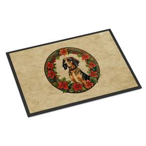 Felpudo de flores de Navidad Coonhound inglés americano antideslizante para interiores y exteriores, alfombra lavable de pila baja, alfombrilla para puerta delantera de 24H X 36W para - Product Image 1