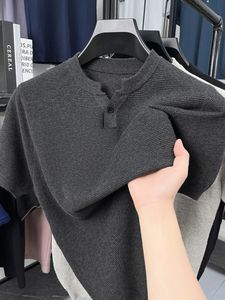 T-shirts Homme Tricotés Extensibles Coupe Slim Demi-Zip Écologiques Style Urbain Été Manches Courtes Décontracté Grande Taille M-5XL - Product Image 5