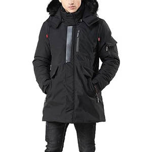 Parka de ski pour homme, veste matelassée imperméable, manteau d'hiver long avec capuche en fausse fourrure amovible, isolée pour le froid - Product Image 2
