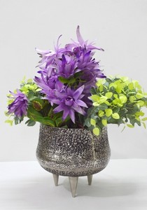 Metal Embossed Modern Texture Bowl Shape Black Color Nickel Plated Eco-Friendly Aluminium Tabletop Flower <b>Vase</b> <b>Unique</b> Style - Product Image 4