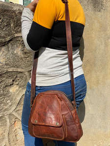 กระเป๋าหนังแพะแท้มีสไตล์ลำลองวินเทจดูกระเป๋าถือกระเป๋าสะพายไหล่ - Product Image 4