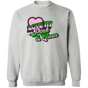 Sweat-shirt à col rond gris avec motifs roses et verts, manches longues, poignets côtelés, décontracté, en polaire pour femme, style urbain - Product Image 1