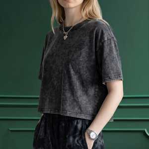 T-shirt en molleton de coton pour femme, col rond, manches courtes, coupe ample, séchage rapide, 220g, style décontracté, toutes saisons - Product Image 3